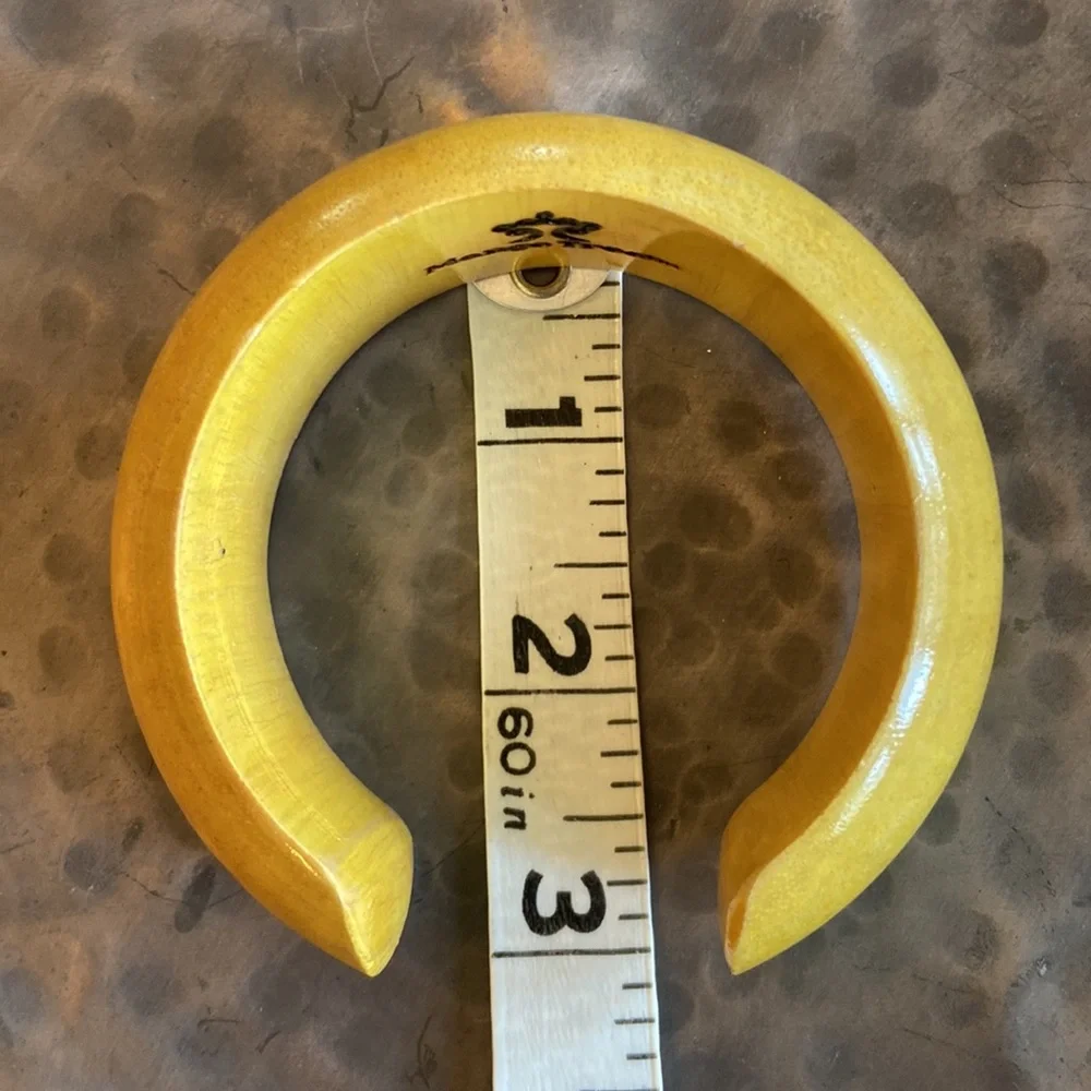 MANGO TREE Mustard Yellow Gold Light Wooden Boho Bangle Bracelet - Picture 10 of 11